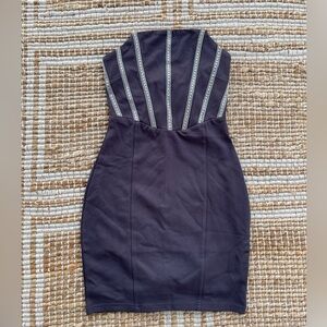 bebe Black Rhinestone Bodycon Dress XXS NWT Cocktail Evening Glam